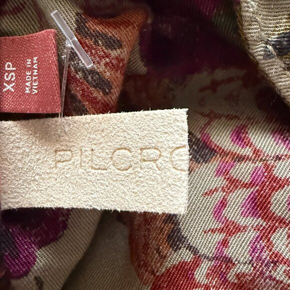 Pilcro by Anthropologie green pink floral camo button down shirt size XSP - Picture 9 of 13